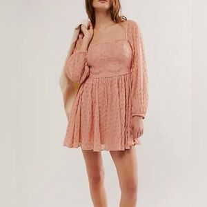 Free People Malina Mini Dress in Sun Blush size M